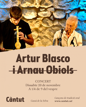 Canvi de programació: Artur Blasco actua en solitari aquest dissabte al Càntut