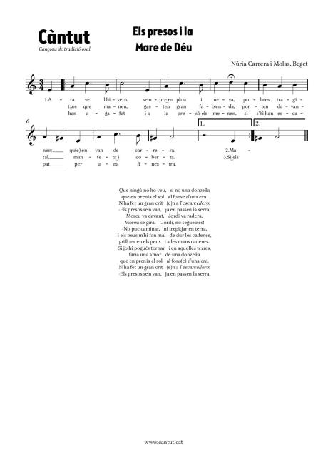Els presos i la Mare de Déu (Núria Carrera i Molas, Beget)