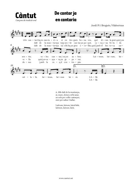 De cantar ja en cantaria