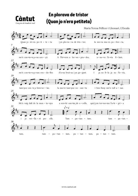 En plorava de tristor (Quan jo n'era petiteta)