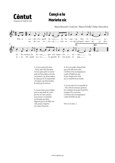 Cançó a la Marieta Xic