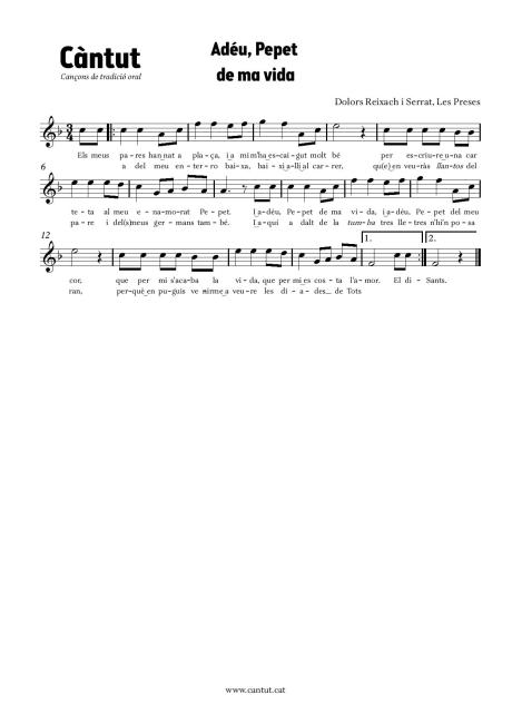 Adéu, Pepet de ma vida