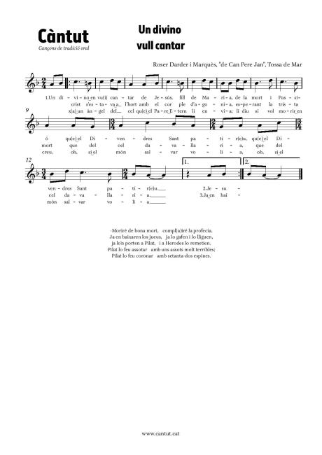 Un divino vull cantar